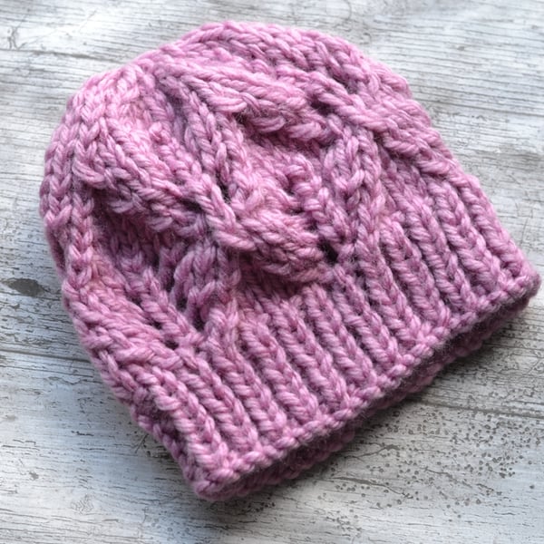 Hat Pink Super Chunky Womens Soft Beanie Hat