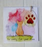 Jack Russell sympathy card (printed card) and paw print sun catcher. Pet loss. - Image 1