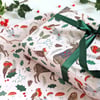 Gift Wrap single sheet with tag, Festive Woodland Christmas Wrapping Paper