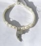Angel Wing Heart Charm Pearl Bracelet,  Sterling Silver Adjustable Bracelet - Image 6