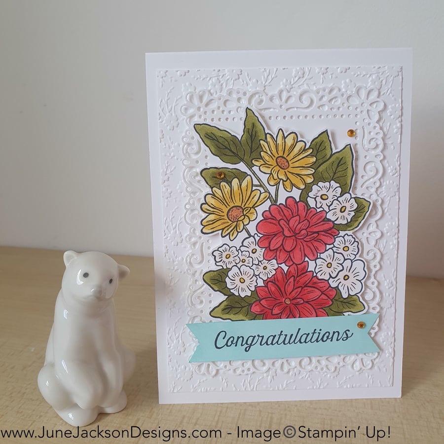A Stampin Up floral congratulations card