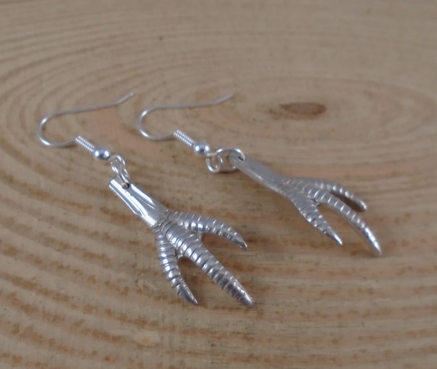 Upcycled Silver Plated Claw Sugar Tong Earrings SPE091905