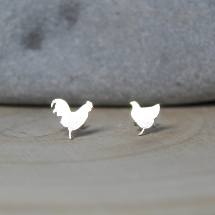 Sterling Silver Chicken Earrings