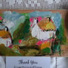 Bright cottages semi abstract landscape painting 