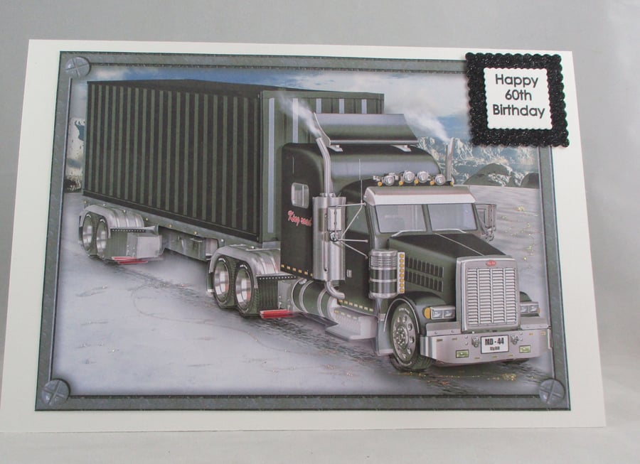 Decoupage 3d American Lorry, Wagon, Truck, Birthday  Greeting  Card, Ice Truck,