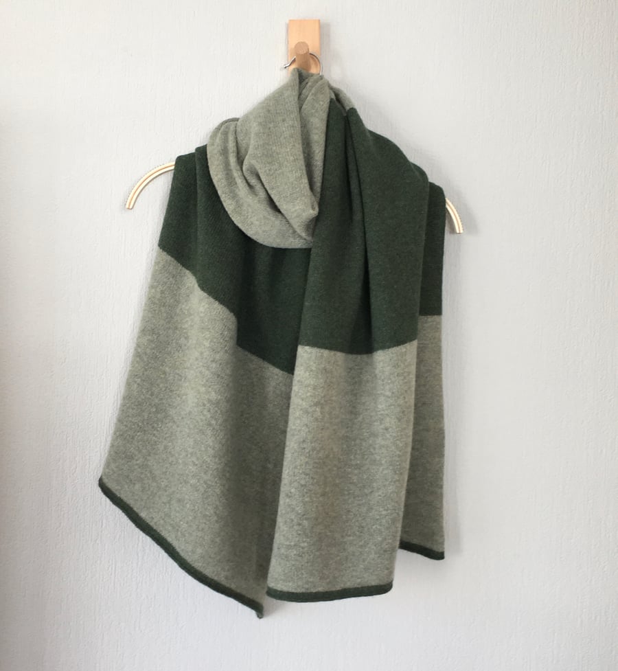 Shawl Scarf Wrap luxuriously soft merino lambswool orchard green and rosemary 