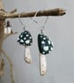 Half-Round Dark Turquoise Mushroom Earrings - Image 5