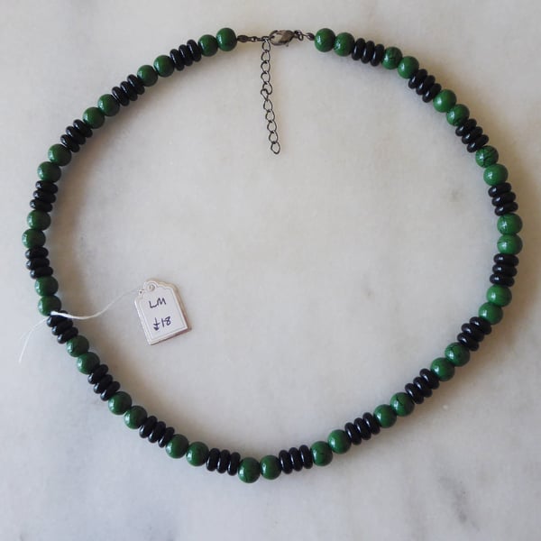 Green and Black Beaded Adjustable Necklace - Summer Seconds