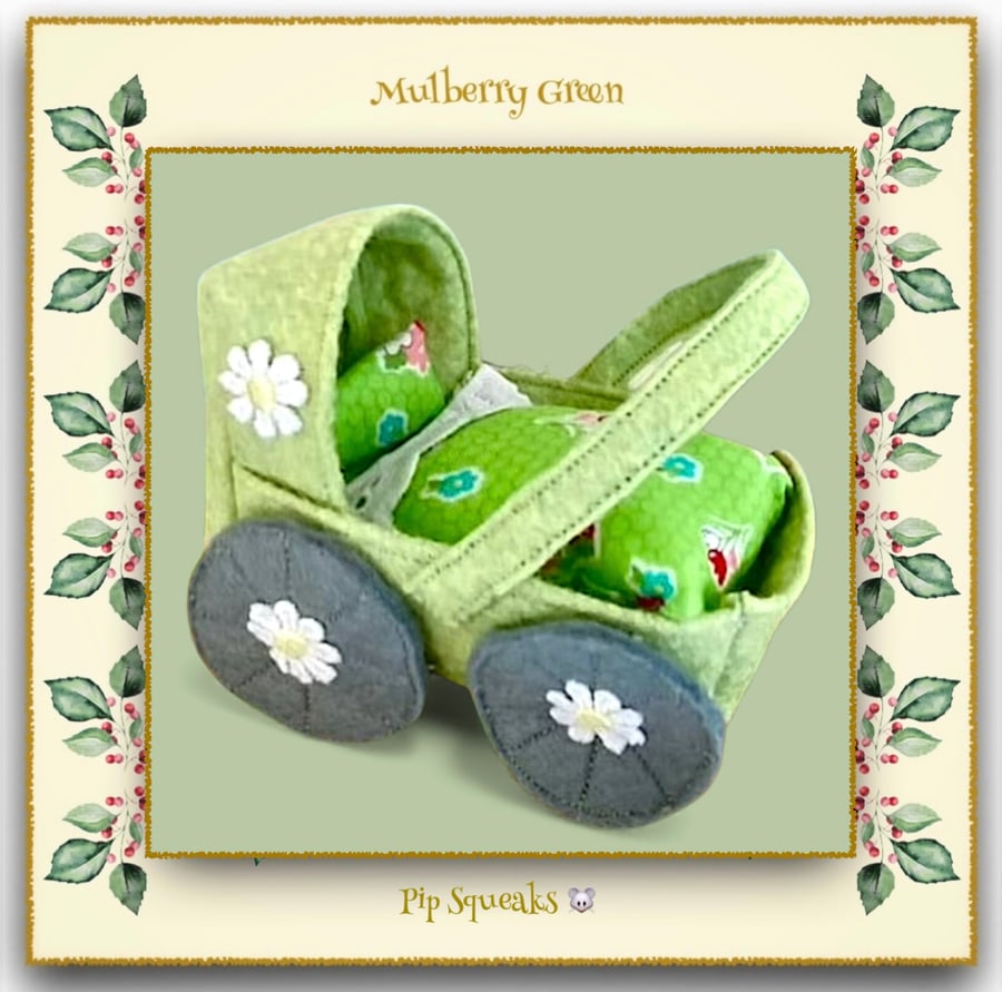 A Tiny Felt Pram for the  Baby Pip Squeaks