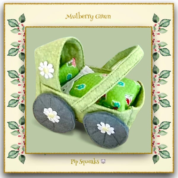 A Tiny Felt Pram for the  Baby Pip Squeaks