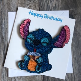 Amazing handmade quilled Stitch card