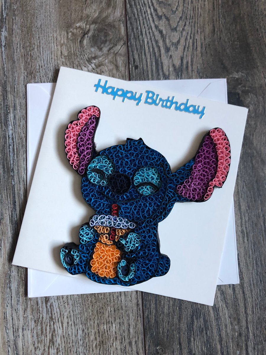 Amazing handmade quilled Stitch card