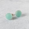 Seafoam stud earrings, fused glass with sterling silver fittings