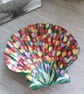 Tulip field handpainted scallop shell Trinket dish.  