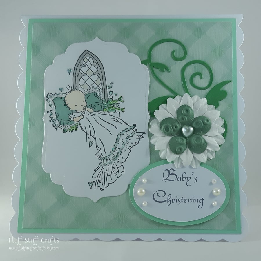 Handmade, gender neutral, baby's christening card