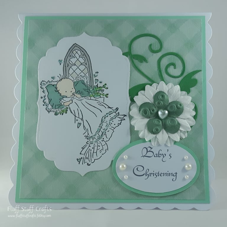 Handmade, gender neutral, baby's christening card 