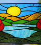 Handmade stained glass sunset landscape panel a4 - Image 1