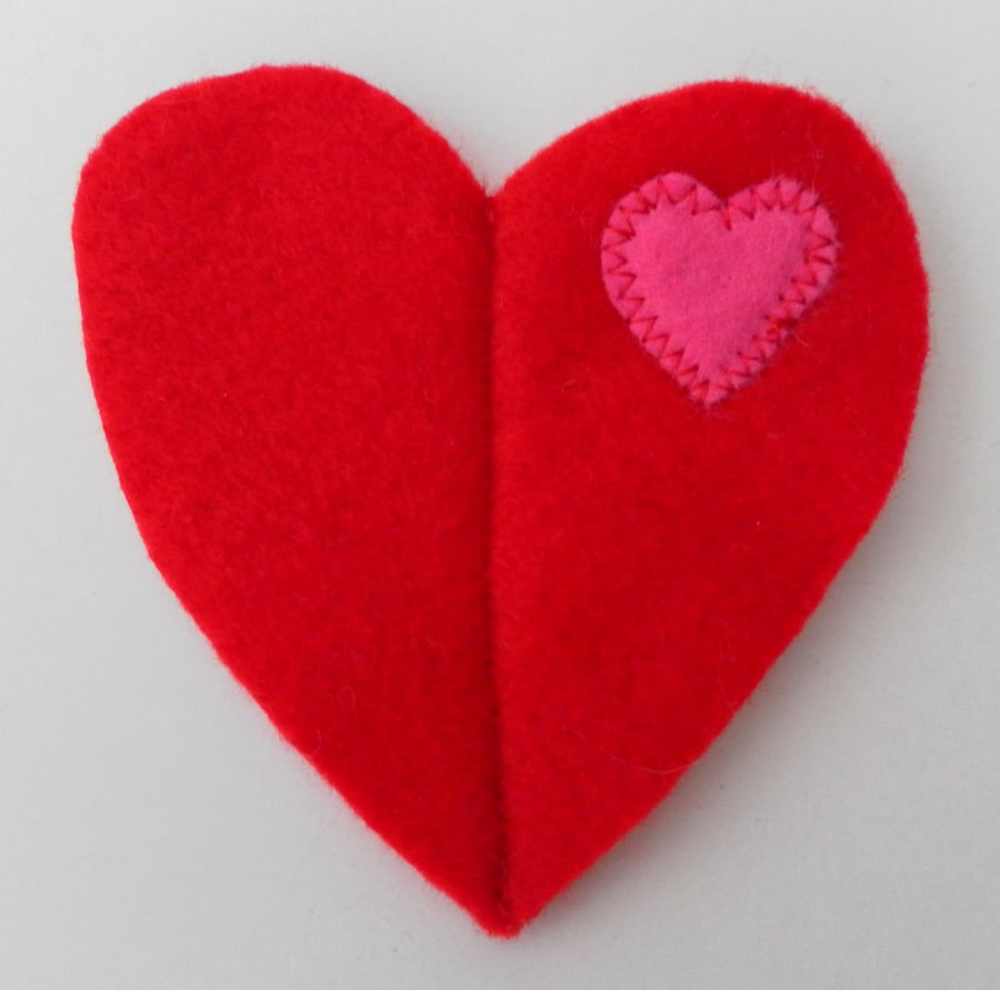 Sewing Needle Case, Red Felt Heart, Valentine's Day