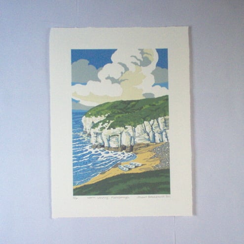 North Landing- Flamborough Head. Linocut Print