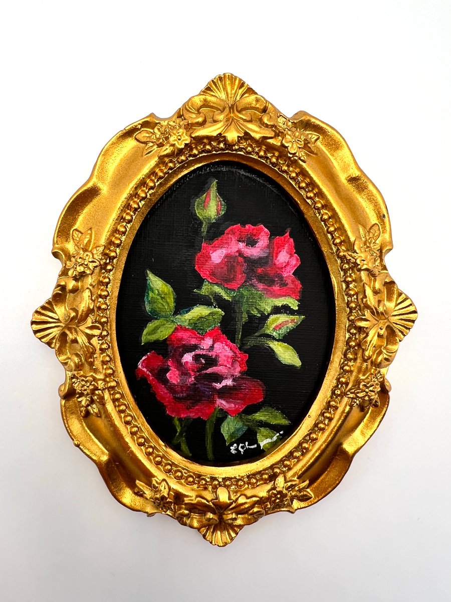 Vintage Rose Miniature Painting