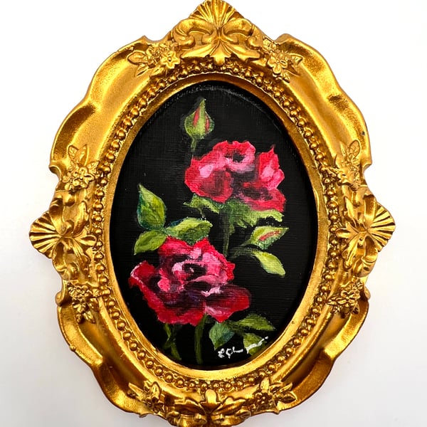 Vintage Rose Miniature Painting