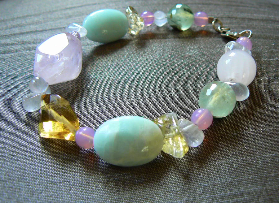  Last One Left. Rose Quartz, Citrine and Amazonite Bracelet