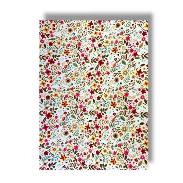 A4 Sheet of Fabric Backed Felt - Orange Flowers