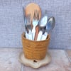 Cutlery and utensil drainer toothbrush holder pottery handmade  