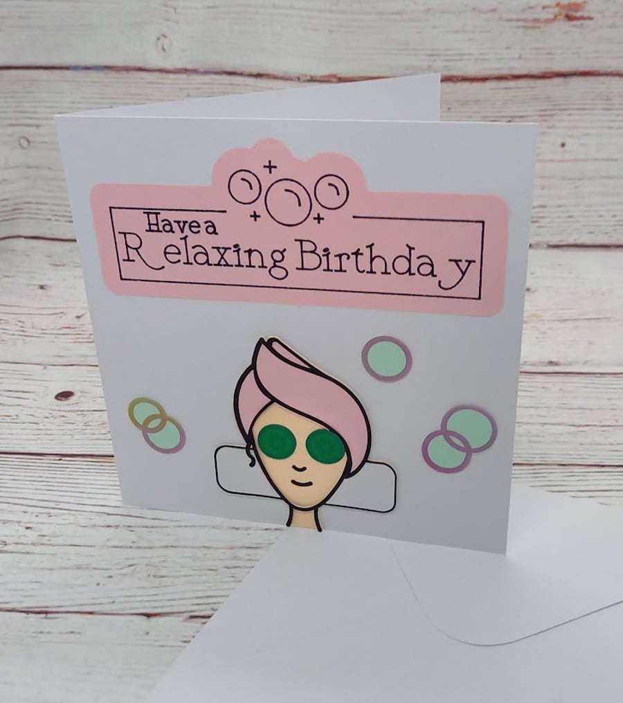 Handmade Spa Birthday Card, Have a Relaxing Birthday