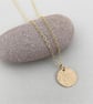 Small Solid Textured 9ct Gold Minimalist Circular Hammered Disc Necklace - Image 3