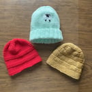 Handmade baby hats (0-3 months)