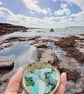 Frosty aqua sea glass, silver and seed-bead swivel necklace pendant. - Image 7
