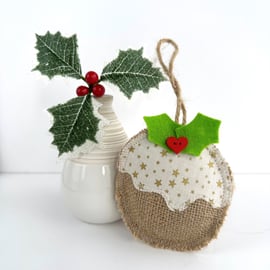 Rustic Christmas Pudding Hanging Christmas Decoration