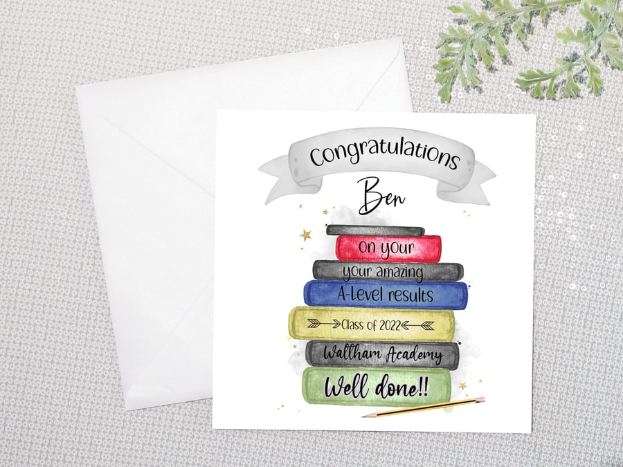 Personalised Congratulations On Your A-Level Results Card. Well Done On Passing 