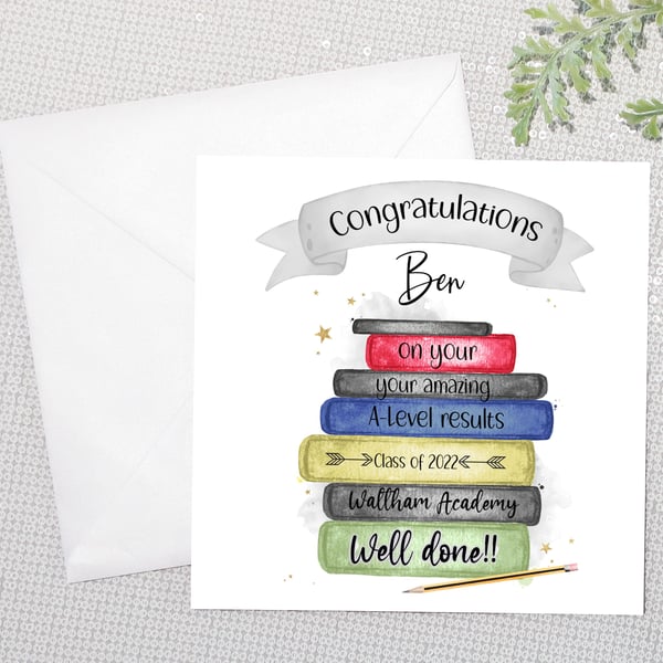 Personalised Congratulations On Your A-Level Results Card. Well Done On Passing 