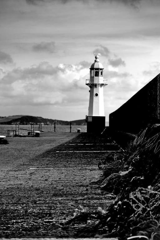 Mevagissey Lighthouse Print, Cornwall Picture Black and White or Colour