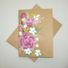 hand painted original art roses blank greetings card ( ref F 864 G9 )