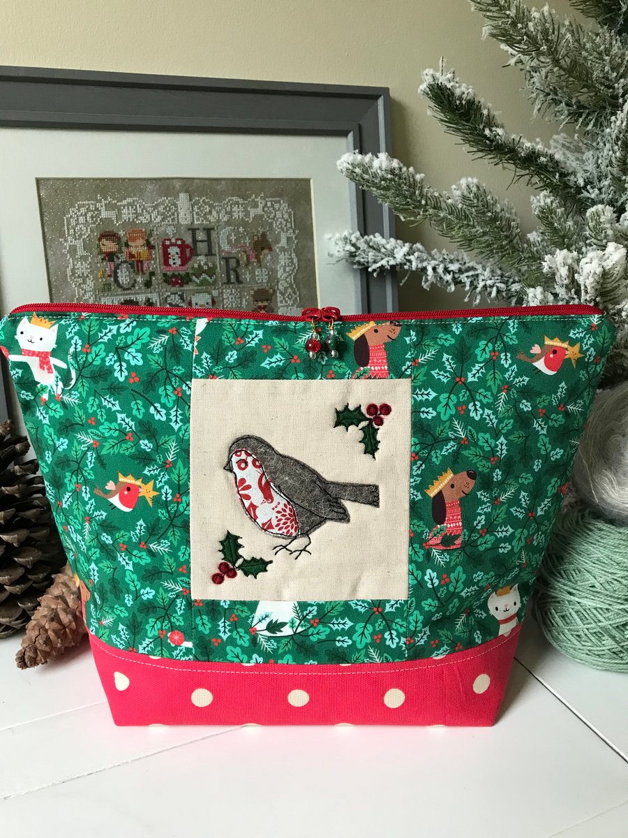 Green Percy the robin zippy bag