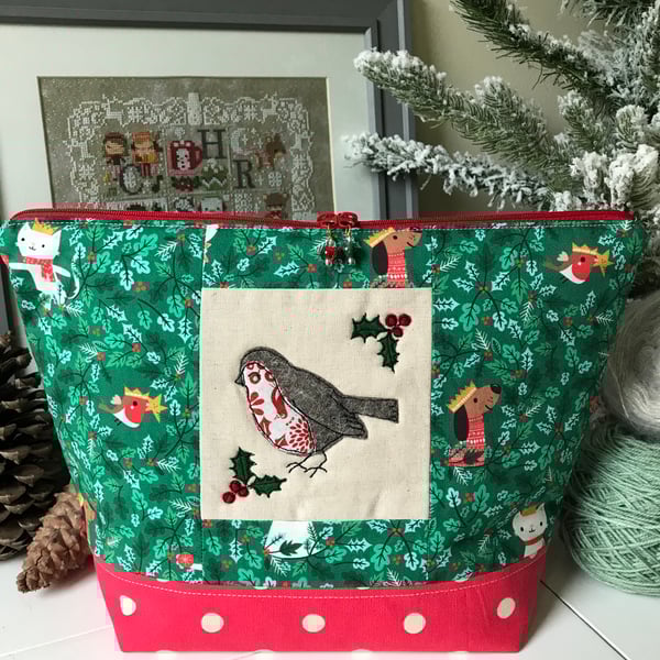 Green Percy the robin zippy bag