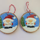 Hand Painted Wooden Slice Hanging Christmas Tree Decoration - Gonks