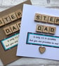 Handmade Step Dad Card, Scrabble Tiles & Heart - Image 1