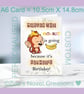 Birthday Greetings Card, personalised, monkey 10.5cm x 14.8cm - Image 1