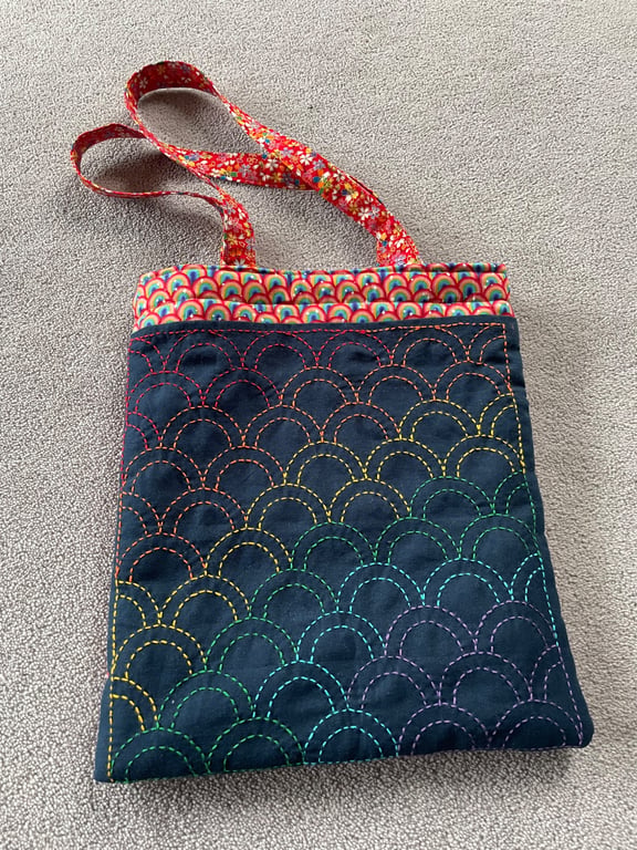 Sashiko Rainbow Wave Tote Bag