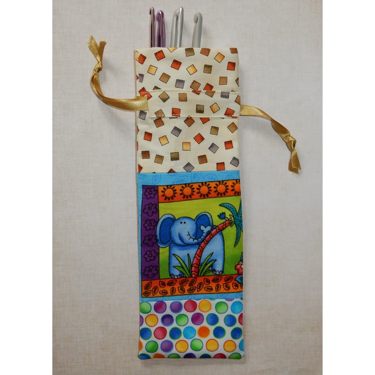 Crochet hook case elephant and zebra