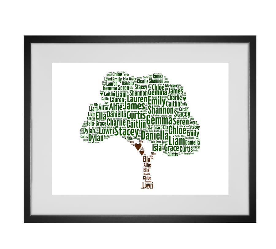 Personalised Family Tree Design Word Art Gifts 
