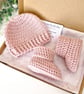 Crochet Baby Beanie Hat & Booties Set - Handmade New Baby Gift