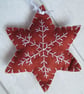 Hand Embroidered Felt 'Gingerbread' Snowflake Tree Decoration - B - Image 1