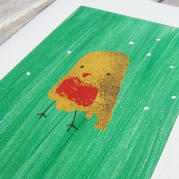 SALE Robin Christmas Card Hand painted, eco-friendly, recycled greetings card