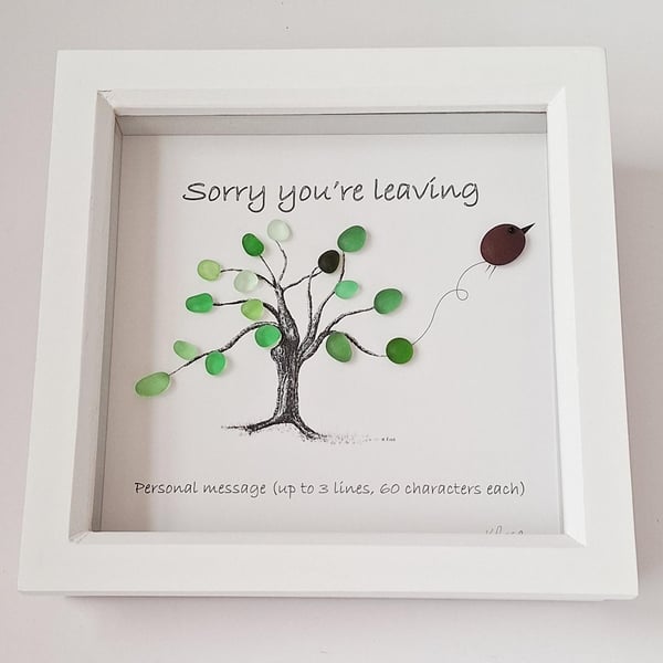 Personalised Sea Glass Leaving Gift Picture Frame: Handmade Farewell Keepsake