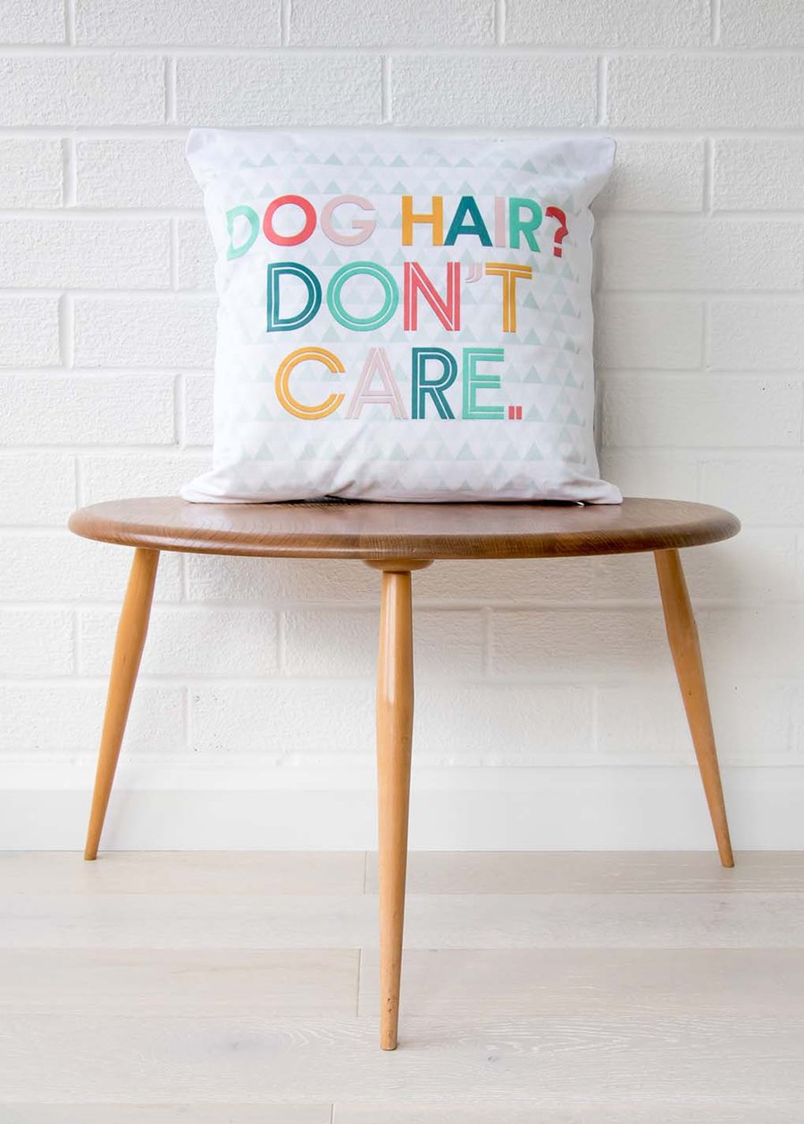 Dog lover gift, Dog cushion, Modern geometric dog pillow, 'dog hair don't care'